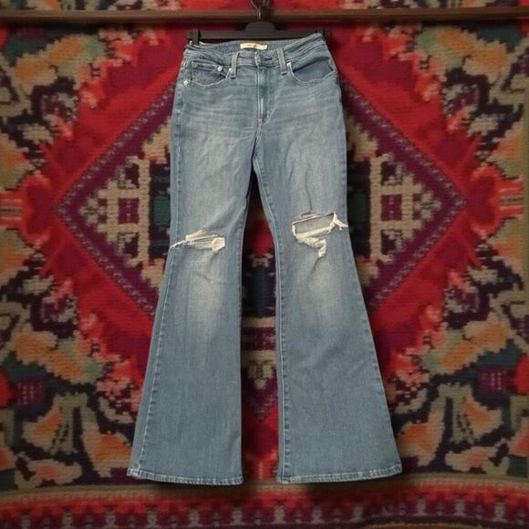 Womens Levis 726 Distressed Flare Jeans Size 27x29 #117 - Picture 1 of 6
